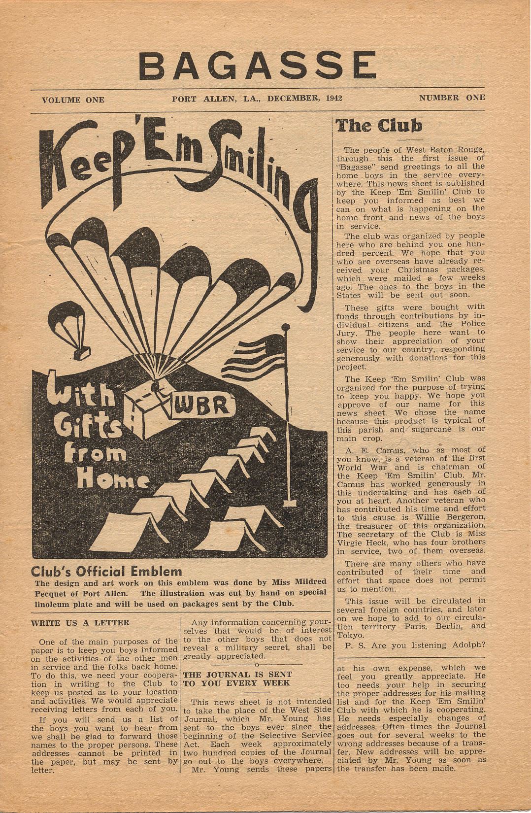 First publication of "Bagasse"