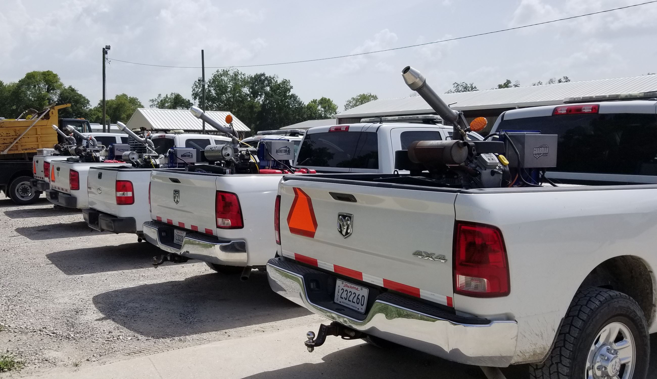 mosquito trucks in a row